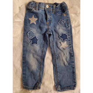 GUC Jordache Toddler Girl Star Patch Denim Skinny Jeans 2t Bottoms Distressed